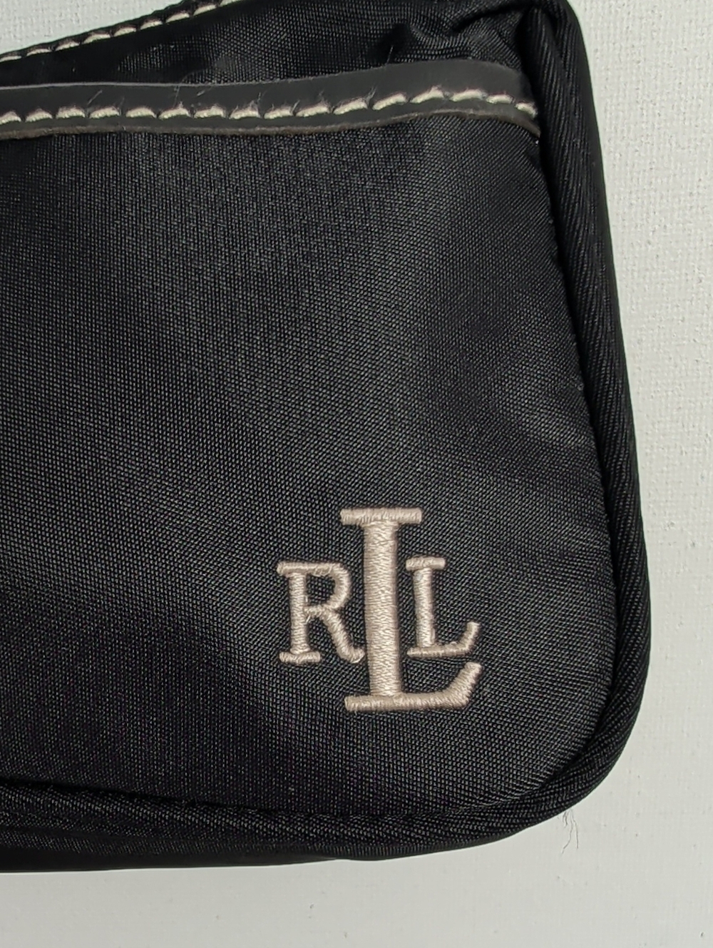 Vintage Lauren Ralph Lauren Black Nylon Mini Baguette Shoulder Bag - Picture 2 of 10